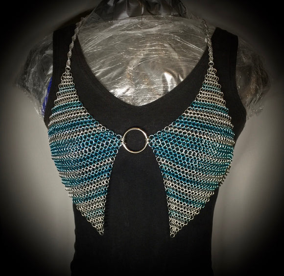 BLUE CHAINMAIL BRA STYLE FESTIVAL SHIRT