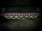 PURPLE SPIKE CHAINMAIL CHOKER AND WRIST CUFF SET