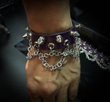 PURPLE SPIKE CHAINMAIL CHOKER AND WRIST CUFF SET