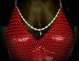 RED CHAINMAIL FESTIVAL 'V' SHIRT with DANGLE