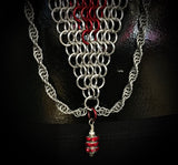 RED CHAINMAIL FESTIVAL 'V' SHIRT with DANGLE