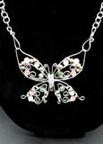 BRIGHT SILVER  PINK AND GREEN BUTTERFLY SET