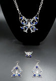 BRIGHT SILVER WITH BLUE BUTTERFLY SET