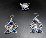 BRIGHT SILVER WITH BLUE BUTTERFLY SET