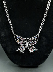 GERMAN SILVER PURPLE FLASH BUTTERFLY SET