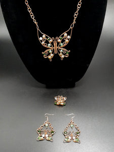 COPPER AND GREEN BUTTERFLY SET