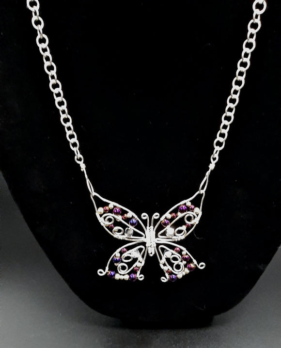 SILVER PURPLE BUTTERFLY SET