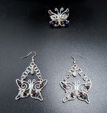 SILVER PURPLE BUTTERFLY SET